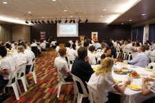 Alek Jacoby addressing Westside Christian College students at the annual Business Breakfast