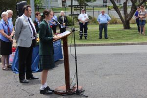 2018 Girls' Captain, Charlotte Dillon reads On Flanders Fields, by John McCrae, Westside Christian College