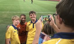 Year Nine Students at Westside Christian College meeting their heroes from the Brisbane Roar.