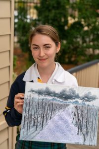Abigail Lawrence With Her Award Winning Piece, 'Fractals.'